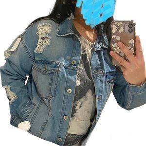 Forever 21 Distressed Jean Jacket